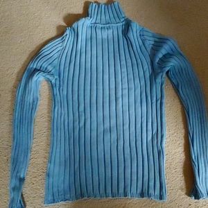 Blue ribbed turtleneck